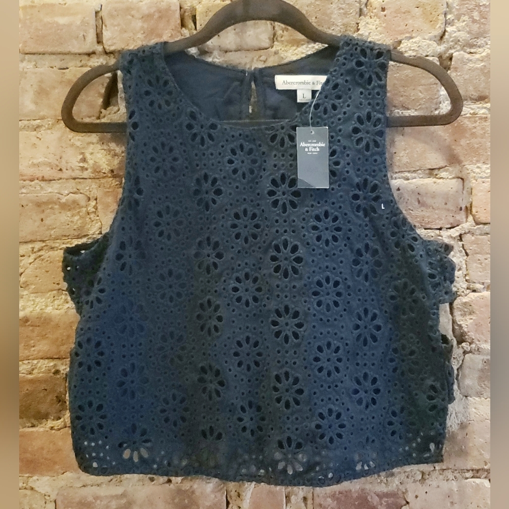 Abercrombie & Fitch Floral Embroidered Tank Top Open Sides Size L